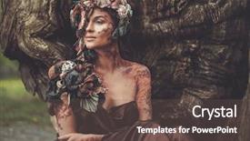  Presentation with divine - Slide deck featuring divine forest - nymph woman in a magical background and a tawny brown colored foreground