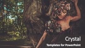 Presentation with divine - Slide deck having divine forest - nymph woman in a magical background and a dark gray colored foreground