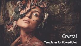  Presentation with divine - Colorful slide deck enhanced with divine forest - nymph woman in a magical backdrop and a dark gray colored foreground