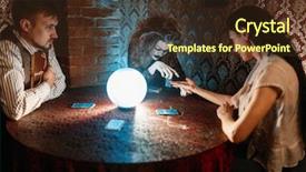  Presentation with crystal ball - Beautiful presentation theme featuring divine light - foreteller guessing by hand backdrop and a tawny brown colored foreground