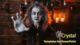  Presentation with scary - Presentation theme with divine light - scary witch hands out front background and a wine colored foreground