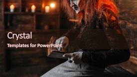  Presentation with spiritual - Audience pleasing presentation design consisting of divine light - scary witch reads spellbook spiritual backdrop and a wine colored foreground