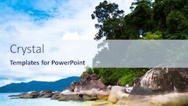  Presentation with divine - Beautiful slide deck featuring divine-seashore-serene-waters backdrop and a sky blue colored foreground