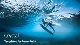  Presentation with dive rescue - Amazing presentation theme having diving - surfer performs dive the duck backdrop and a ocean colored foreground