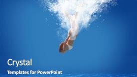  Presentation with swimming pool - Slide deck consisting of diving - young woman swimming undewater background and a teal colored foreground