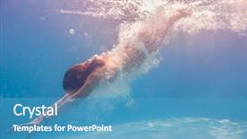  Presentation with swimming pool - Colorful slide deck enhanced with diving - young woman swimming undewater backdrop and a teal colored foreground