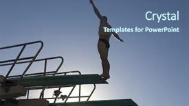  Presentation with sky blue - PPT layouts enhanced with diving board - low angle view background and a ocean colored foreground