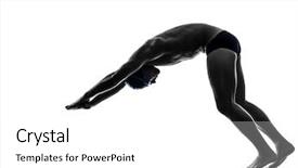  Presentation with diving board - Presentation theme having diving board - one young man swimmer swimming background and a white colored foreground