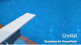  Presentation with swimmingpool - Slides with diving board - springboard to dive at swimmingpool background and a teal colored foreground