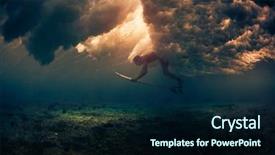  Presentation with wave - Amazing PPT theme having diving board - surfer dives under the breaking backdrop and a  colored foreground