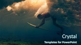  Presentation with seismic wave - Beautiful slide set featuring diving board - surfer dives under the breaking backdrop and a  colored foreground