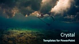  Presentation with diving board - Audience pleasing PPT theme consisting of diving board - surfer dives under the breaking backdrop and a  colored foreground
