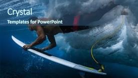  Presentation with wave - Colorful PPT theme enhanced with diving board - surfer dives under the breaking backdrop and a ocean colored foreground