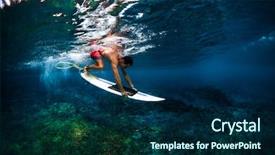  Presentation with wave - PPT theme having diving board - surfer dives under the wave background and a navy blue colored foreground