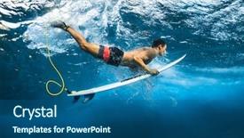 Presentation with diving board - Beautiful PPT layouts featuring diving board - surfer dives under the wave backdrop and a ocean colored foreground