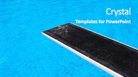  Presentation with pool diving board - Beautiful presentation theme featuring diving board at a swimming backdrop and a teal colored foreground