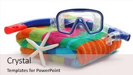  Presentation with tomography equipment - Colorful PPT theme enhanced with diving goggles snorkel and towel backdrop and a soft green colored foreground
