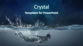  Presentation with media management - Beautiful presentation theme featuring diving in water businessman mixed backdrop and a navy blue colored foreground