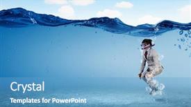  Presentation with water management - Theme enhanced with diving in water businessman background and a teal colored foreground