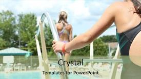  Presentation with pool diving board - Slides having diving off a diving board background and a mint green colored foreground