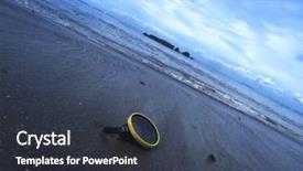  Presentation with blue waves - Colorful presentation enhanced with diving or snorkeling goggles backdrop and a tawny brown colored foreground