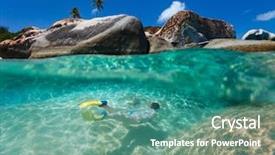  Presentation with virgin islands - PPT theme enhanced with major tourist attraction on virgin background and a teal colored foreground