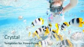  Presentation with clear - Theme featuring woman snorkeling in clear tropical background and a sky blue colored foreground