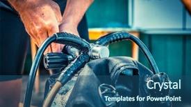  Presentation with sport - PPT theme featuring candy - portrait of young beautiful woman background and a dark gray colored foreground