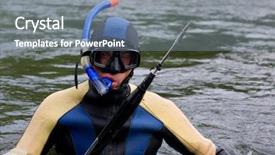  Presentation with gun - Colorful PPT theme enhanced with diving suit with a gun backdrop and a gray colored foreground
