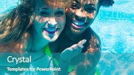  Presentation with pool diving board - Audience pleasing slide set consisting of diving underwater in swimming pool backdrop and a teal colored foreground