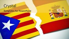  Presentation with independence - Slide set consisting of division - estelada the catalan pro-independence flag background and a yellow colored foreground