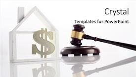  Presentation with white house - Theme enhanced with division - gavel hammer with model house background and a white colored foreground