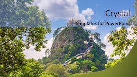  Presentation with monastery - Slide set featuring division - taung kalat monastery on mt background and a light blue colored foreground