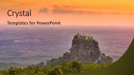  Presentation with monastery - Presentation design consisting of division - taung kalat monastery on mt background and a coral colored foreground