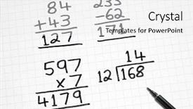  Presentation with maths - PPT theme featuring division - writing simple maths sums background and a white colored foreground