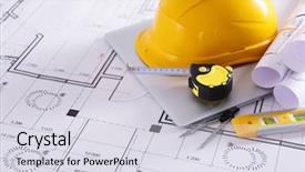  Presentation with construction tools - Amazing theme having divisor - construction blueprints with tools backdrop and a sky blue colored foreground