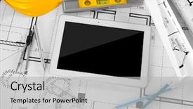  Presentation with construction tools - Beautiful slides featuring divisor - construction blueprints with tools backdrop and a light gray colored foreground