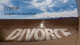  Presentation with divorce - PPT theme with divorce written on a pathway background and a light blue colored foreground