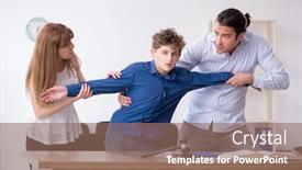  Presentation with divide - Amazing PPT theme having divorcing family trying to divide child custody backdrop and a violet colored foreground