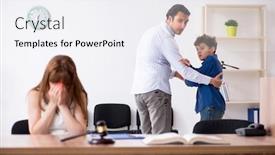  Presentation with divide - Slide set consisting of divorcing family trying to divide child custody background and a white colored foreground