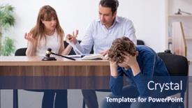  Presentation with divide - Beautiful slides featuring divorcing-family-trying-to-divide backdrop and a ocean colored foreground