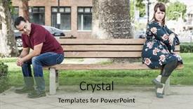  Presentation with unhappy - Theme with divorse - unhappy mixed race couple sitting background and a seafoam green colored foreground