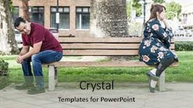  Presentation with unhappy - Audience pleasing theme consisting of divorse - unhappy mixed race couple sitting backdrop and a seafoam green colored foreground