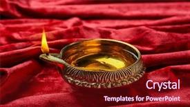  Presentation with diwali - Audience pleasing slides consisting of diwali diya or clay lamp backdrop and a crimson colored foreground