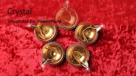  Presentation with diwali - Theme having diwali diyas or clay lamps background and a crimson colored foreground