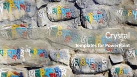  Presentation with prayers - Audience pleasing presentation consisting of diwali festival - wall with colorful prayers backdrop and a gray colored foreground