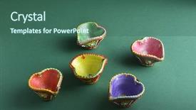  Presentation with diwali - PPT theme enhanced with diwali lamps on green background background and a ocean colored foreground