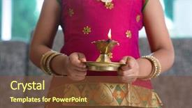  Presentation with festival diwali - Slide set having diwali or deepavali photo background and a tawny brown colored foreground