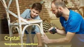  Presentation with father - Presentation design with diy - father and son tinkering background and a tawny brown colored foreground