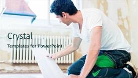  Presentation with home improvement - Amazing presentation design having diy - floorer working in home backdrop and a sky blue colored foreground